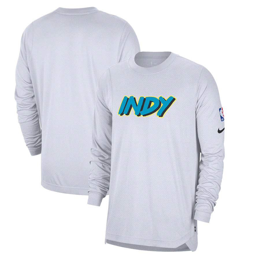 Men's Indiana Pacers White 2024/25 City Edition Essential Logo Long Sleeve T-Shirt